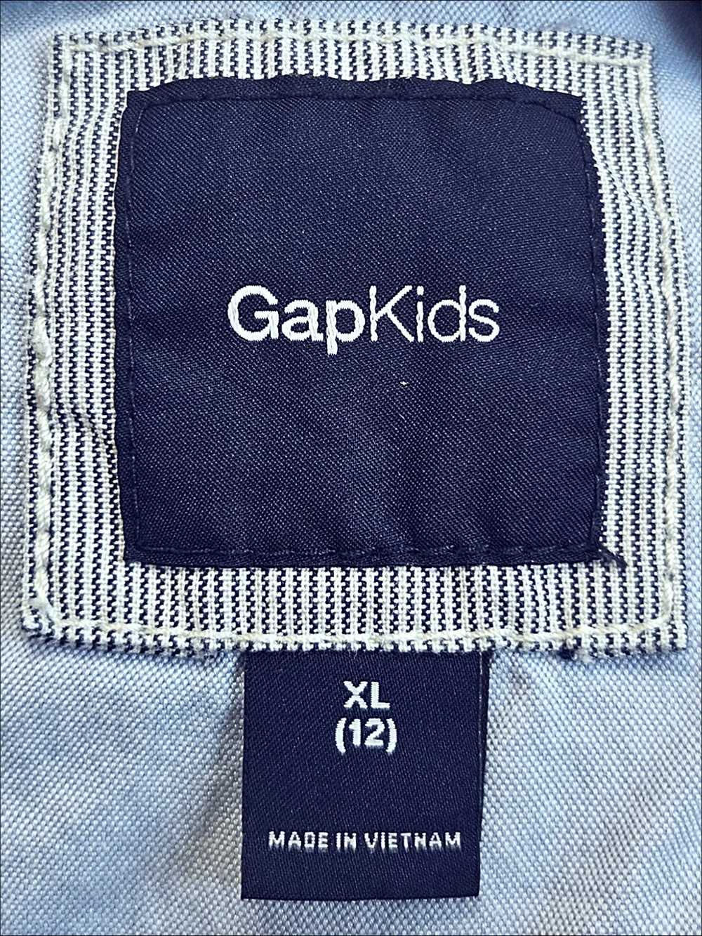 Gap Boys Chambray Pinstripe Full Zip Cotton Bomber Jacket Size XL 12